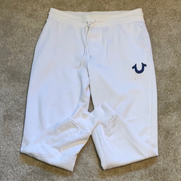 True Religion Other - True Religion White Sweatpants with Navy Logo